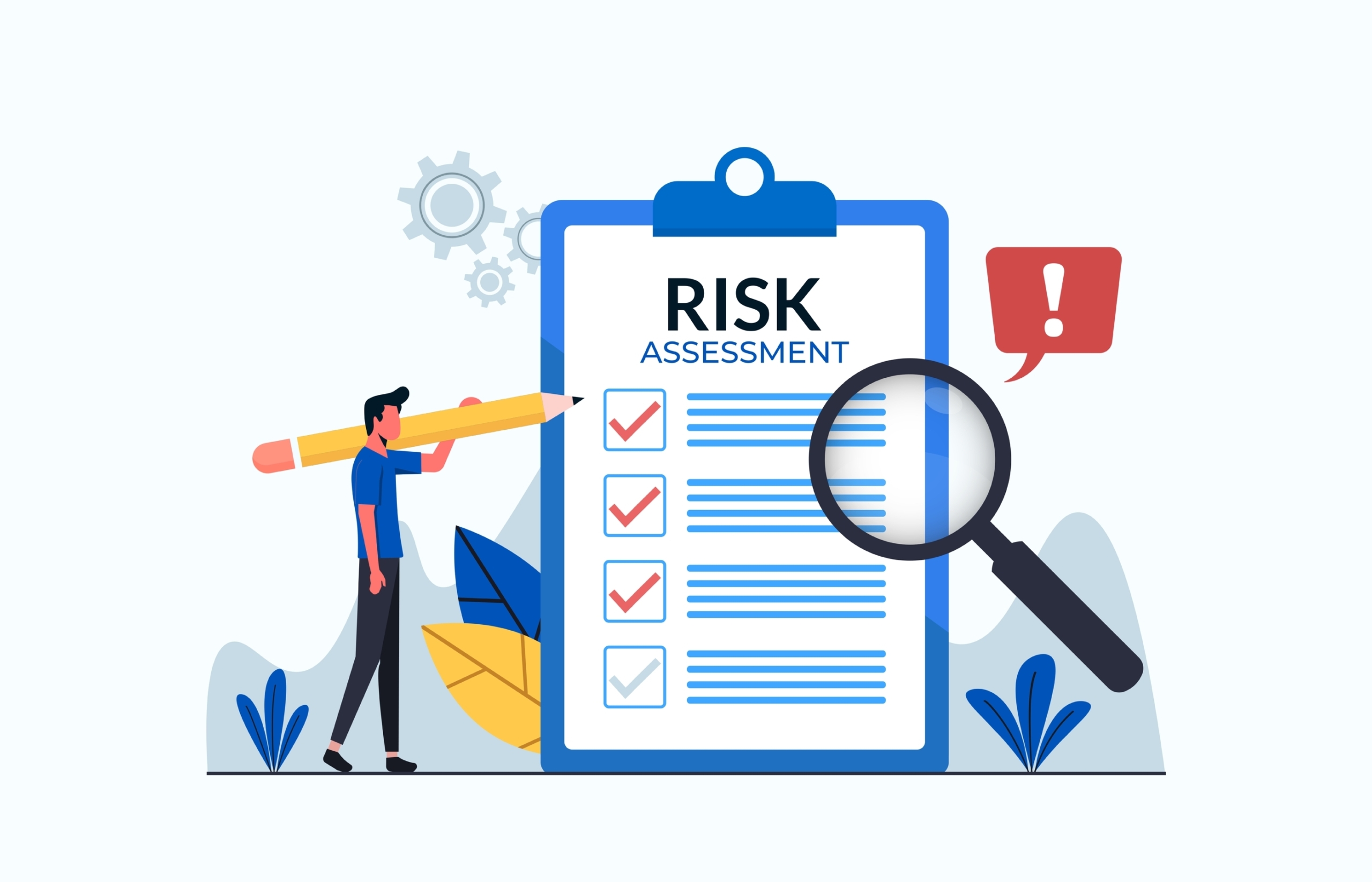 Risk,Assessment,Concept,With,Form,And,Magnifier,Vector,Illustration.